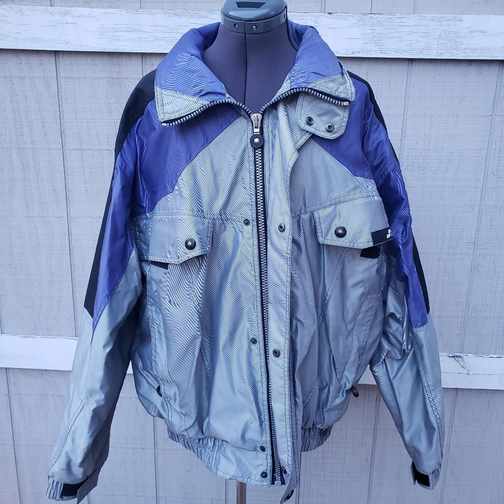 Vintage Schneider Silver Colorblock Ski Jacket - Picture 1 of 9